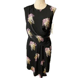 DKNYC DKNY Dress Black Pink Yellow White 10 Faux Silk Washable Summer NWT $139